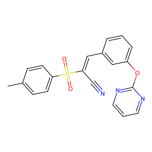 2-[(4-Methylphenyl)sulfonyl]-3-[3-(2-pyrimidinyloxy)phenyl]-2-propenenitrile structure