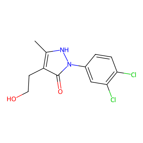2-(3,4-dichlorophenyl)-4-(2-hydroxyethyl)-5-methyl-1,2-dihydro-3H-pyrazol-3-one structure