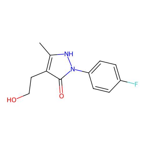 2-(4-fluorophenyl)-4-(2-hydroxyethyl)-5-methyl-1,2-dihydro-3H-pyrazol-3-one structure