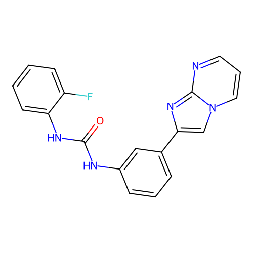 N-(2-fluorophenyl)-N'-(3-imidazo[1,2-a]pyrimidin-2-ylphenyl)urea structure