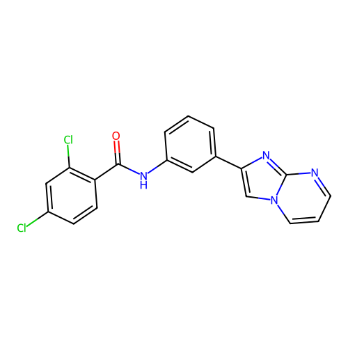 2,4-dichloro-N-(3-{imidazo[1,2-a]pyrimidin-2-yl}phenyl)benzamide structure