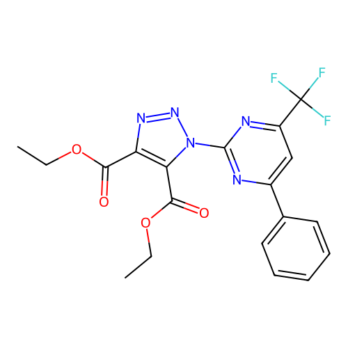 Diethyl 1-[4-phenyl-6-(trifluoromethyl)pyrimidin-2-yl]triazole-4,5-dicarboxylate structure