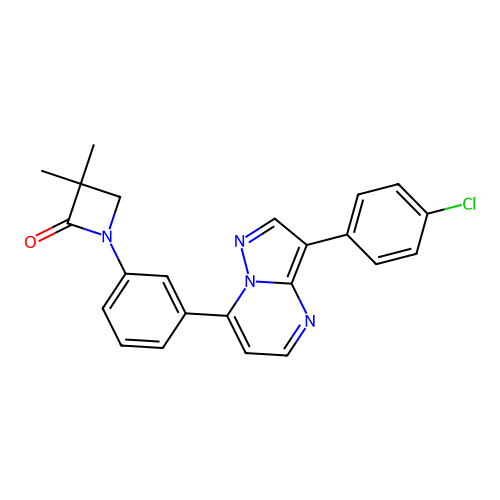 1-{3-[3-(4-chlorophenyl)pyrazolo[1,5-a]pyrimidin-7-yl]phenyl}-3,3-dimethylazetidin-2-one structure