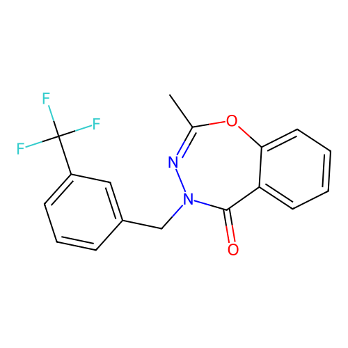 2-methyl-4-[3-(trifluoromethyl)benzyl]-1,3,4-benzoxadiazepin-5(4H)-one structure