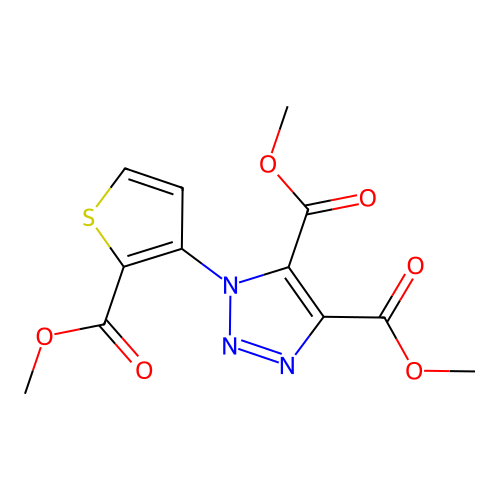 dimethyl 1-[2-(methoxycarbonyl)-3-thienyl]-1H-1,2,3-triazole-4,5-dicarboxylate structure