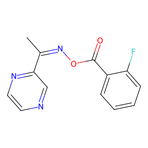 (1-Pyrazin-2-ylethylideneamino) 2-fluorobenzoate structure