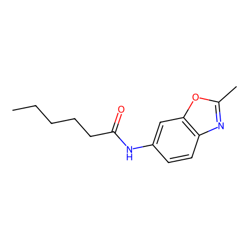 N-(2-methyl-1,3-benzoxazol-6-yl)hexanamide structure