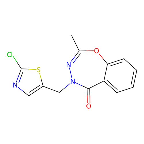 4-[(2-chloro-1,3-thiazol-5-yl)methyl]-2-methyl-1,3,4-benzoxadiazepin-5(4H)-one structure