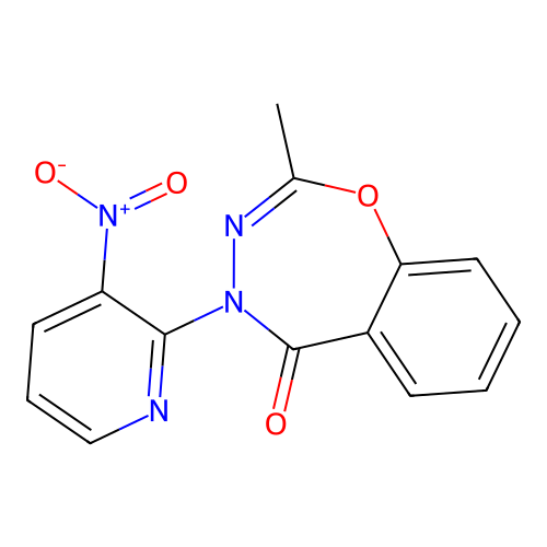 2-methyl-4-(3-nitro-2-pyridinyl)-1,3,4-benzoxadiazepin-5(4H)-one structure