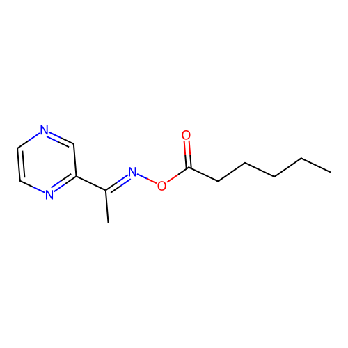 (1-Pyrazin-2-ylethylideneamino) hexanoate structure