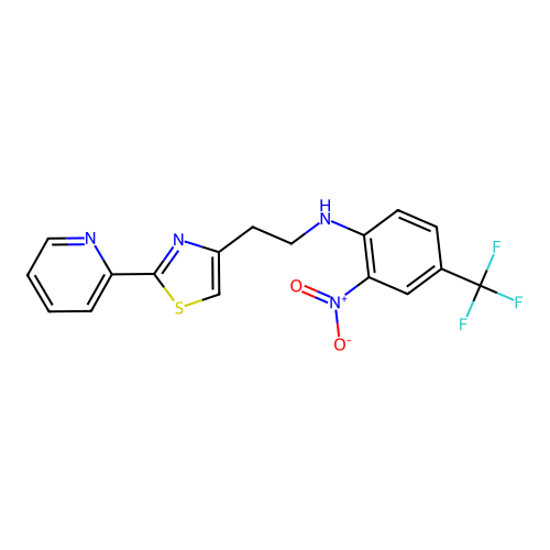 2-nitro-N-{2-[2-(2-pyridinyl)-1,3-thiazol-4-yl]ethyl}-4-(trifluoromethyl)aniline structure