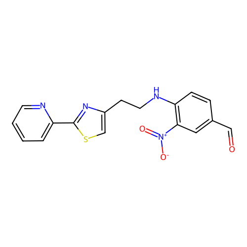 3-Nitro-4-({2-[2-(2-pyridinyl)-1,3-thiazol-4-yl]ethyl}amino)benzenecarbaldehyde structure