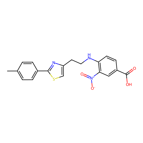 4-({2-[2-(4-methylphenyl)-1,3-thiazol-4-yl]ethyl}amino)-3-nitrobenzenecarboxylic acid structure
