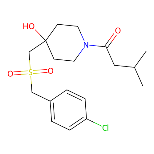 1-(4-{[(4-Chlorobenzyl)sulfonyl]methyl}-4-hydroxypiperidino)-3-methyl-1-butanone structure
