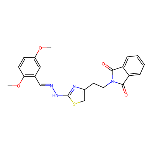 2,5-dimethoxybenzenecarbaldehyde N-{4-[2-(1,3-dioxo-1,3-dihydro-2H-isoindol-2-yl)ethyl]-1,3-thiazol-2-yl}hydrazone structure