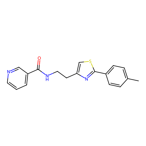 N-{2-[2-(4-methylphenyl)-1,3-thiazol-4-yl]ethyl}pyridine-3-carboxamide structure
