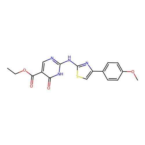 ethyl 2-{[4-(4-methoxyphenyl)-1,3-thiazol-2-yl]amino}-6-oxo-1,6-dihydro-5-pyrimidinecarboxylate structure