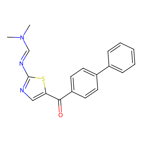 N,N-dimethyl-N'-[5-(4-phenylbenzoyl)-1,3-thiazol-2-yl]methanimidamide structure