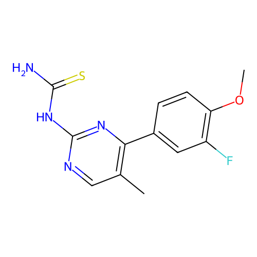 [4-(3-Fluoro-4-methoxyphenyl)-5-methylpyrimidin-2-yl]thiourea structure