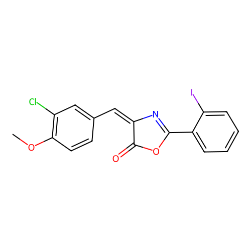 4-[(3-chloro-4-methoxyphenyl)methylene]-2-(2-iodophenyl)-1,3-oxazol-5(4H)-one structure