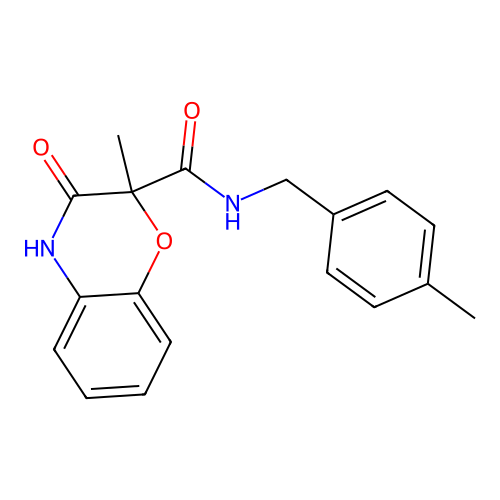 2-methyl-N-(4-methylbenzyl)-3-oxo-3,4-dihydro-2H-1,4-benzoxazine-2-carboxamide structure