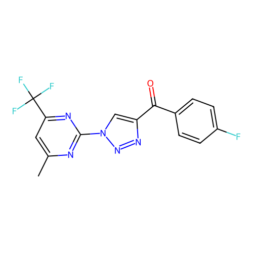 (4-fluorophenyl){1-[4-methyl-6-(trifluoromethyl)-2-pyrimidinyl]-1H-1,2,3-triazol-4-yl}methanone structure