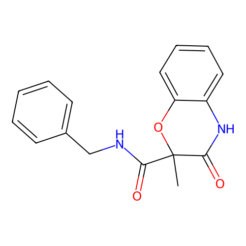 N-benzyl-2-methyl-3-oxo-3,4-dihydro-2H-1,4-benzoxazine-2-carboxamide structure