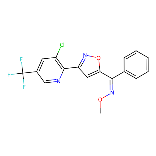 {3-[3-chloro-5-(trifluoromethyl)-2-pyridinyl]-5-isoxazolyl}(phenyl)methanone O-methyloxime structure