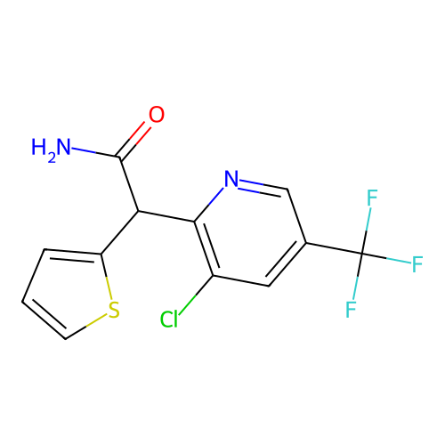 2-[3-Chloro-5-(trifluoromethyl)-2-pyridinyl]-2-(2-thienyl)acetamide structure