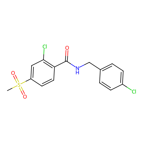 2-chloro-N-(4-chlorobenzyl)-4-(methylsulfonyl)benzenecarboxamide structure