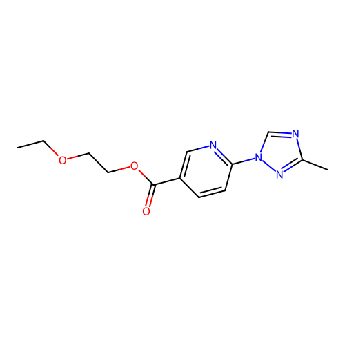 2-ethoxyethyl 6-(3-methyl-1H-1,2,4-triazol-1-yl)nicotinate structure