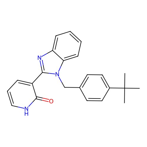 3-{1-[4-(tert-butyl)benzyl]-1H-1,3-benzimidazol-2-yl}-2(1H)-pyridinone structure
