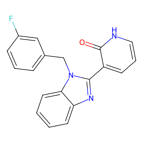 3-[1-(3-fluorobenzyl)-1H-1,3-benzimidazol-2-yl]-2(1H)-pyridinone structure