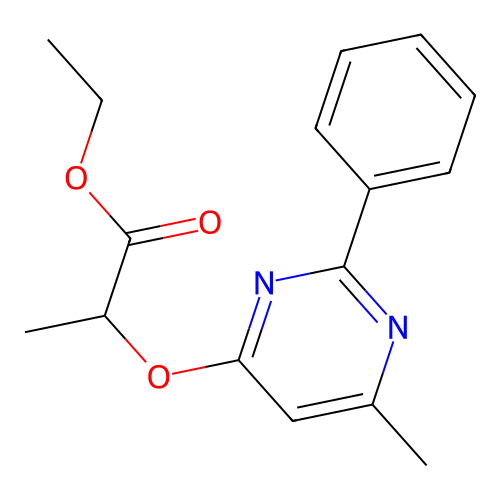Ethyl 2-[(6-methyl-2-phenyl-4-pyrimidinyl)oxy]propanoate structure