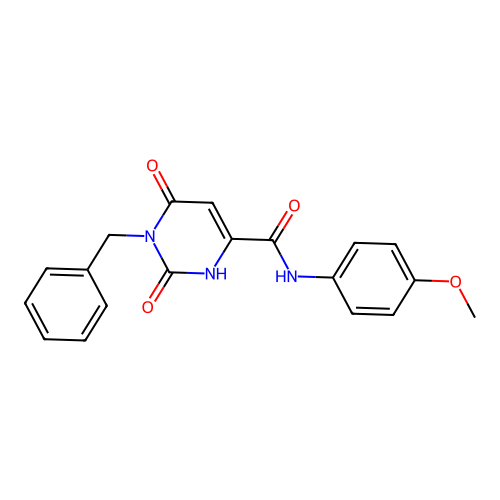 1-benzyl-6-hydroxy-N-(4-methoxyphenyl)-2-oxo-1,2-dihydro-4-pyrimidinecarboxamide structure