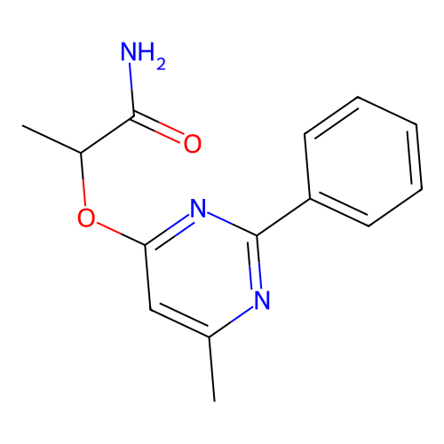 2-[(6-Methyl-2-phenyl-4-pyrimidinyl)oxy]propanamide structure