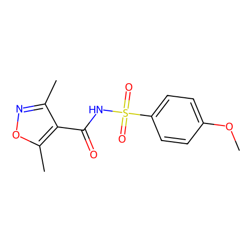 N-[(3,5-dimethyl-4-isoxazolyl)carbonyl]-4-methoxybenzenesulfonamide structure
