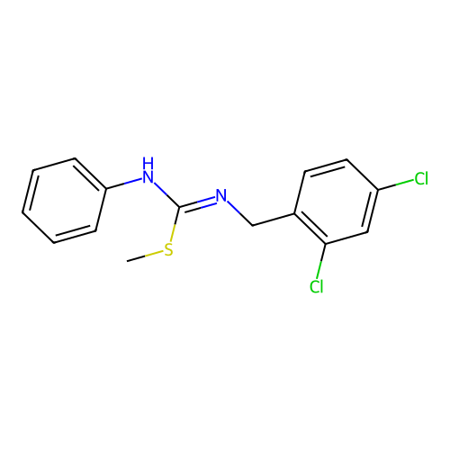 2,4-Dichloro-1-({[(methylsulfanyl)(phenylimino)methyl]amino}methyl)benzene structure