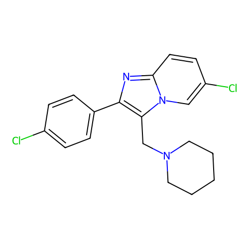 6-Chloro-2-(4-chlorophenyl)-3-(piperidinomethyl)imidazo[1,2-a]pyridine structure