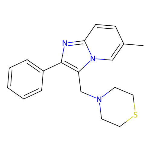6-Methyl-2-phenyl-3-(1,4-thiazinan-4-ylmethyl)imidazo[1,2-a]pyridine structure