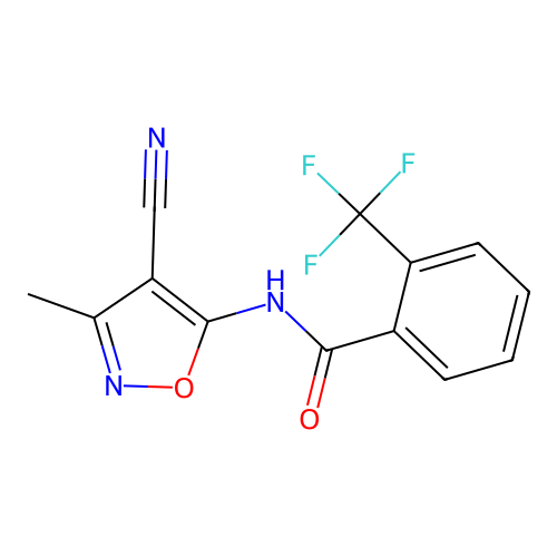 N-(4-cyano-3-methyl-5-isoxazolyl)-2-(trifluoromethyl)benzenecarboxamide structure