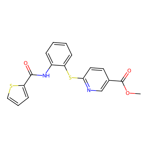 Methyl 6-({2-[(2-thienylcarbonyl)amino]phenyl}sulfanyl)nicotinate structure