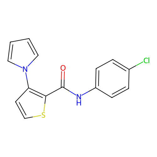 N-(4-chlorophenyl)-3-(1H-pyrrol-1-yl)-2-thiophenecarboxamide structure