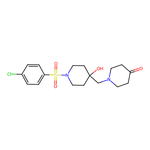 1-{[1-(4-chlorobenzenesulfonyl)-4-hydroxypiperidin-4-yl]methyl}piperidin-4-one structure