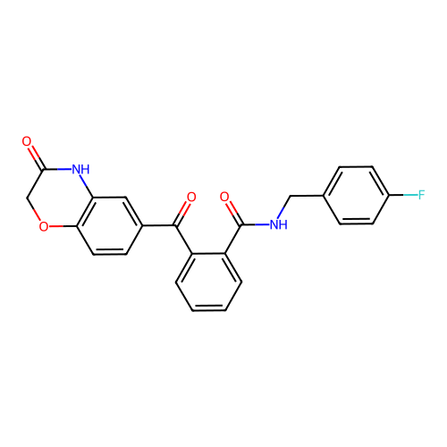 N-[(4-fluorophenyl)methyl]-2-(3-oxo-4H-1,4-benzoxazine-6-carbonyl)benzamide structure