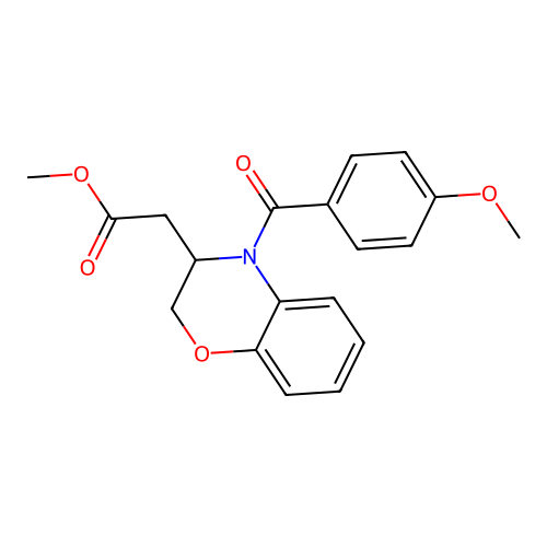 methyl 2-[4-(4-methoxybenzoyl)-3,4-dihydro-2H-1,4-benzoxazin-3-yl]acetate structure