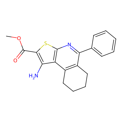 methyl 1-amino-5-phenyl-6,7,8,9-tetrahydrothieno[2,3-c]isoquinoline-2-carboxylate structure