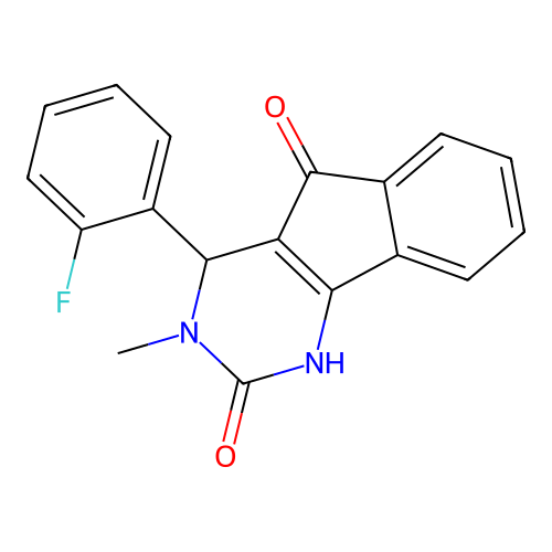 4-(2-fluorophenyl)-3-methyl-3,4-dihydro-1H-indeno[1,2-d]pyrimidine-2,5-dione structure