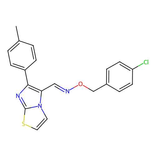 N-[(4-chlorophenyl)methoxy]-1-[6-(4-methylphenyl)imidazo[2,1-b][1,3]thiazol-5-yl]methanimine structure