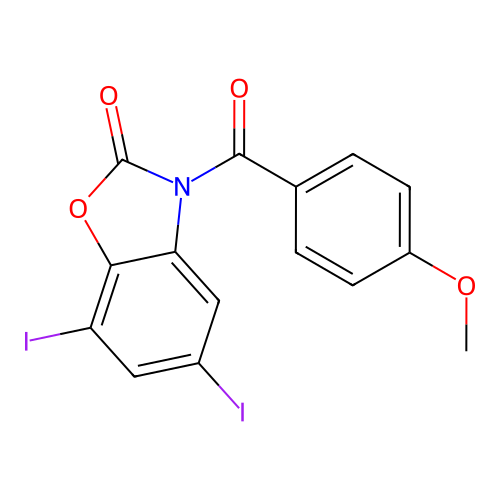 5,7-diiodo-3-(4-methoxybenzoyl)-1,3-benzoxazol-2(3H)-one structure